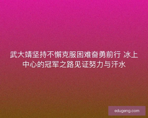 武大靖坚持不懈克服困难奋勇前行 冰上中心的冠军之路见证努力与汗水