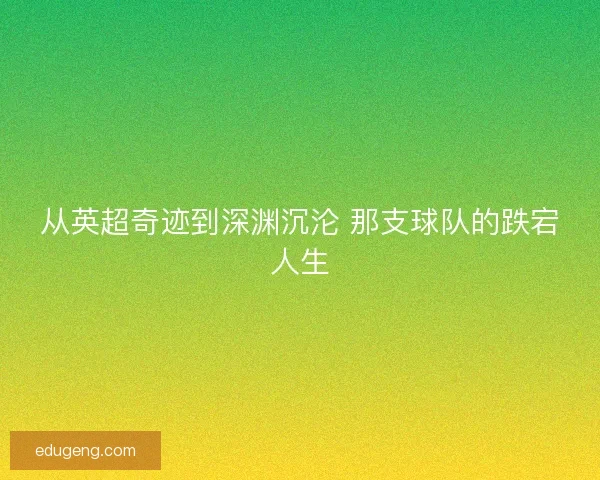 从英超奇迹到深渊沉沦 那支球队的跌宕人生